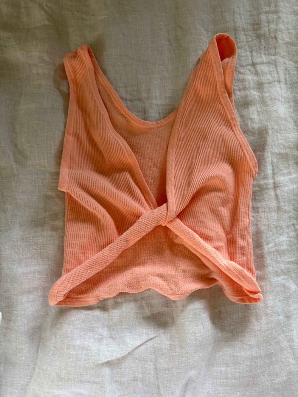 urban outfitters Peach Ribbed Twist-Front Crop Tank xs